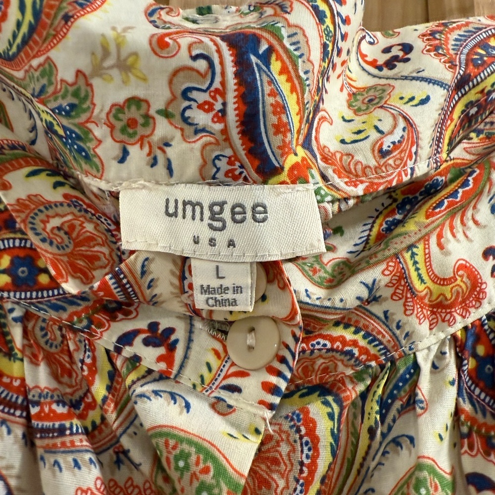 Umgee Multi Color A-Line Button Down Tie Front Pa… - image 5